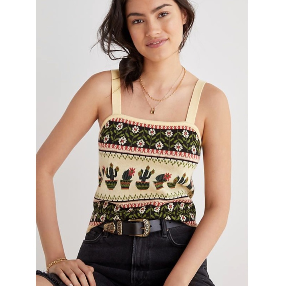 Anthropologie NWT Pilcro Cactus Cropped Knit Tank Size XS.